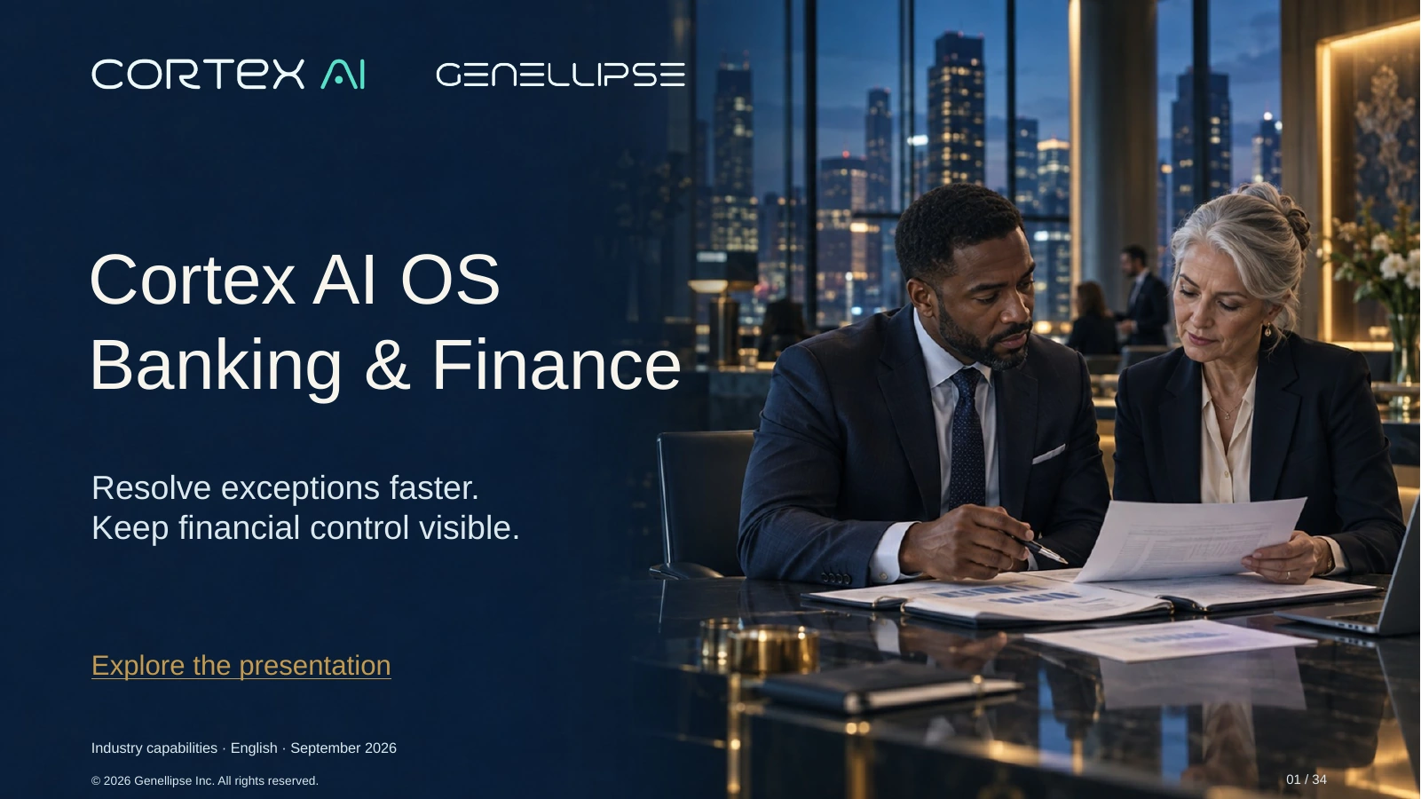 Banking & Finance — Cortex AI presentation cover