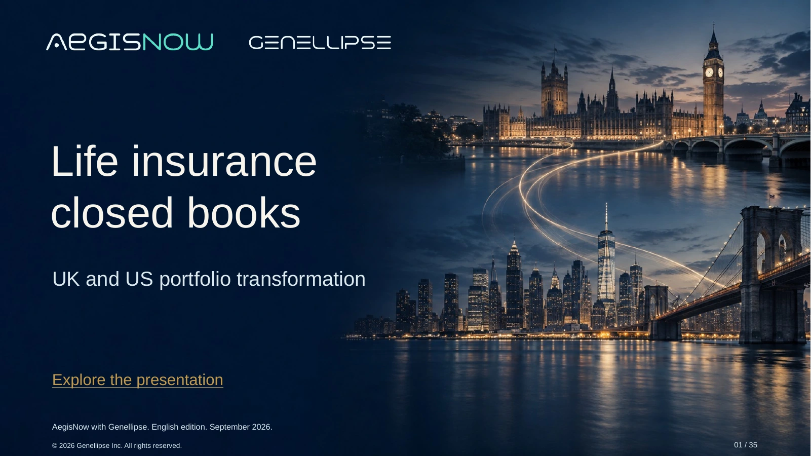 Life insurance closed books — UK and US — AegisNow presentation cover